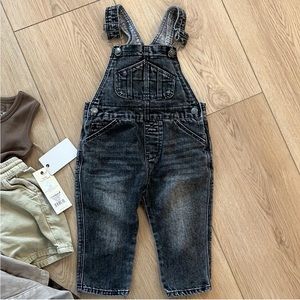 Zara Baby (EUC) | black denim jean overalls jumpsuit dungarees